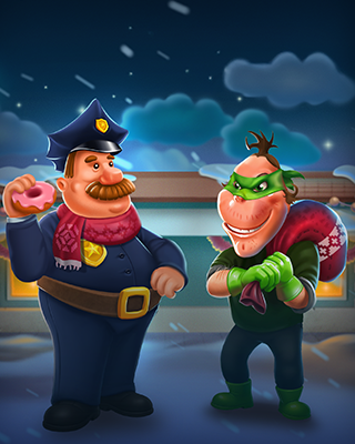 Detective Donut Christmas slot game logo