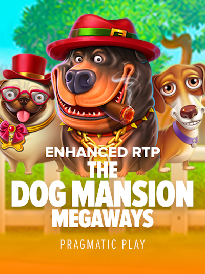 The Dog Mansion Megaways Enhanced RTP slot game logo